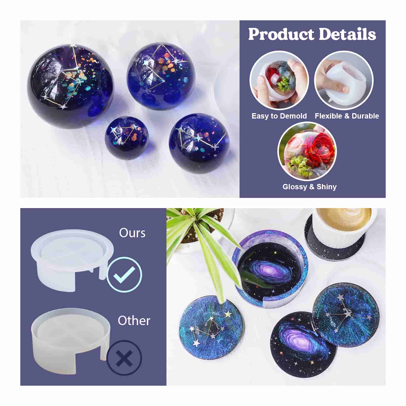 30 oz Resin Starter Kit with Coaster and Sphere Molds Set