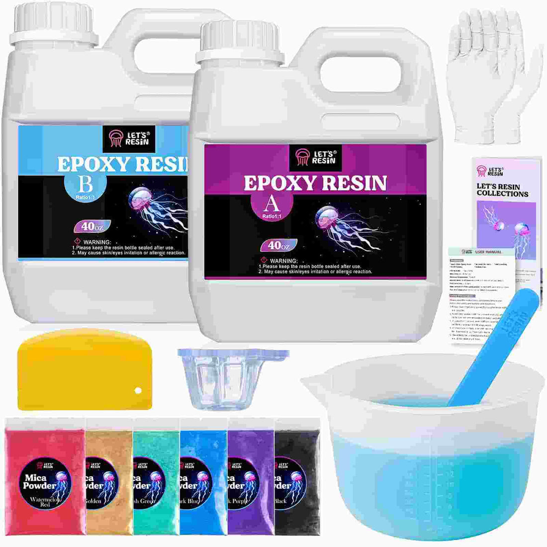 LET'S RESIN Silicone Measuring Cups,Resin Supplies with 600Ml/20Oz&100Ml  Thicken