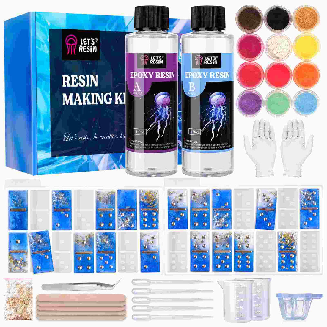 148 Pieces Resin Jewelry Making Starter Kit, Silicone Casting Mold for  Beginners with Molds, Resin Kits and Tools Set