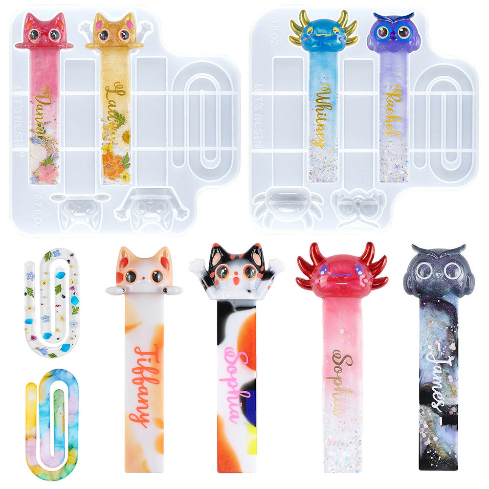 Cartoon Animal &amp; Paperclip Bookmark Resin Molds