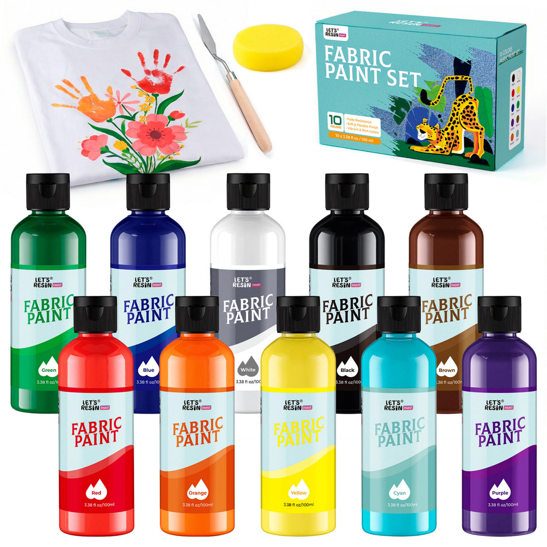 10 Colors Fabric Paint for Clothes