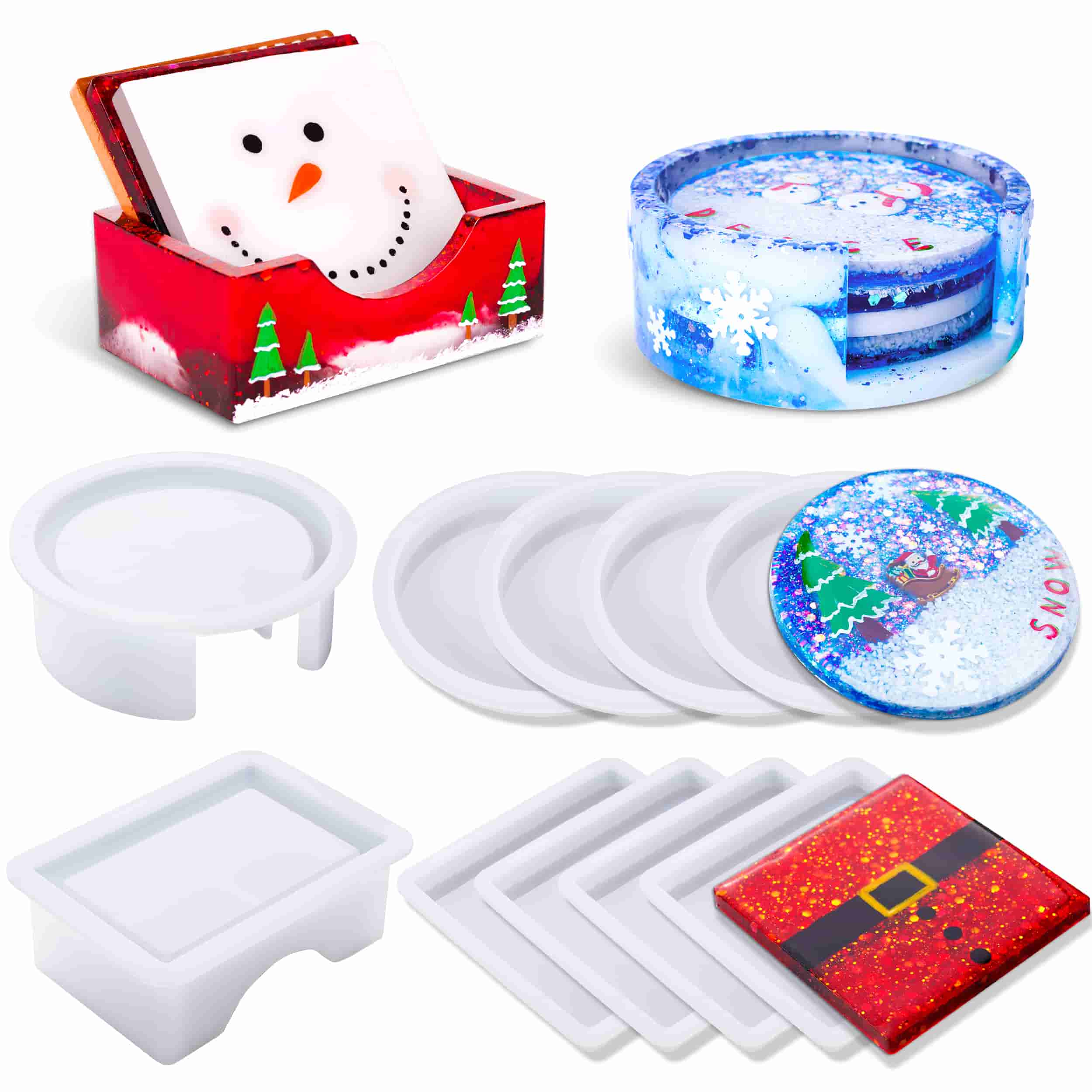 LET'S RESIN Silicone Coaster Molds, Resin Coaster Mold Kit with 10pcs  Square and Round Coaster Molds Set, Wooden Support, Coaster Holder Epoxy  Resin Molds for Resin Casting, Cups Mats, Home Decoration –