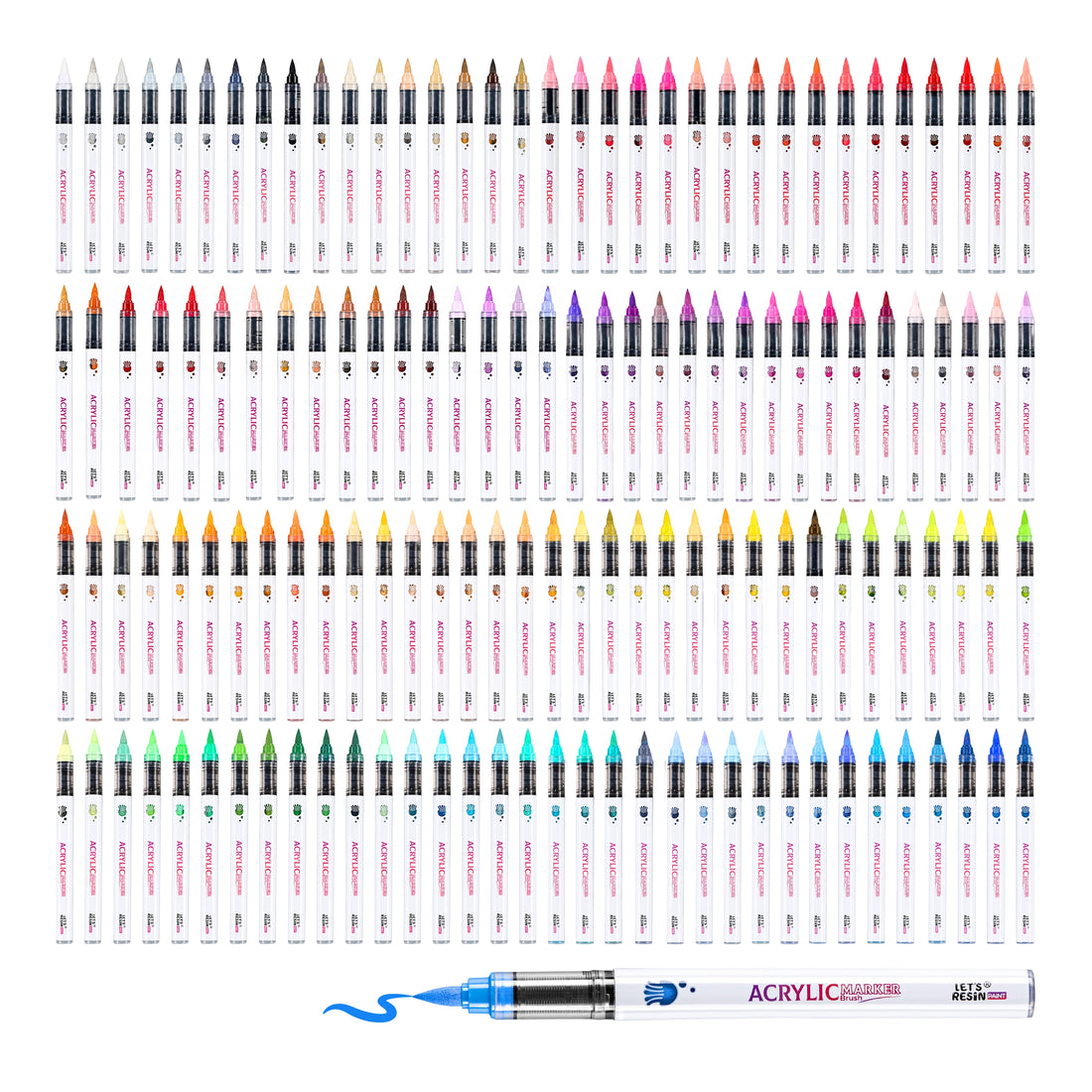 136 Colors Brush Tip Acrylic Paint Markers Set