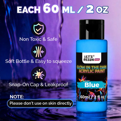 14 Colors Glow in the Dark Acrylic Paint