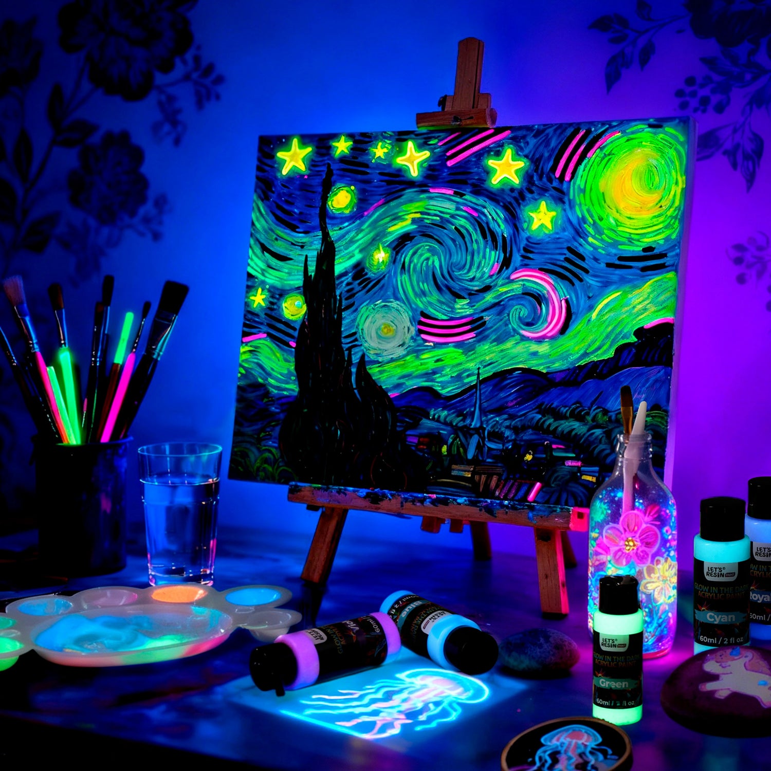 14 Colors Glow in the Dark Acrylic Paint