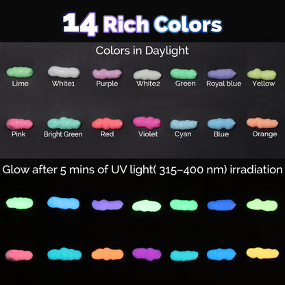 14 Colors Glow in the Dark Acrylic Paint