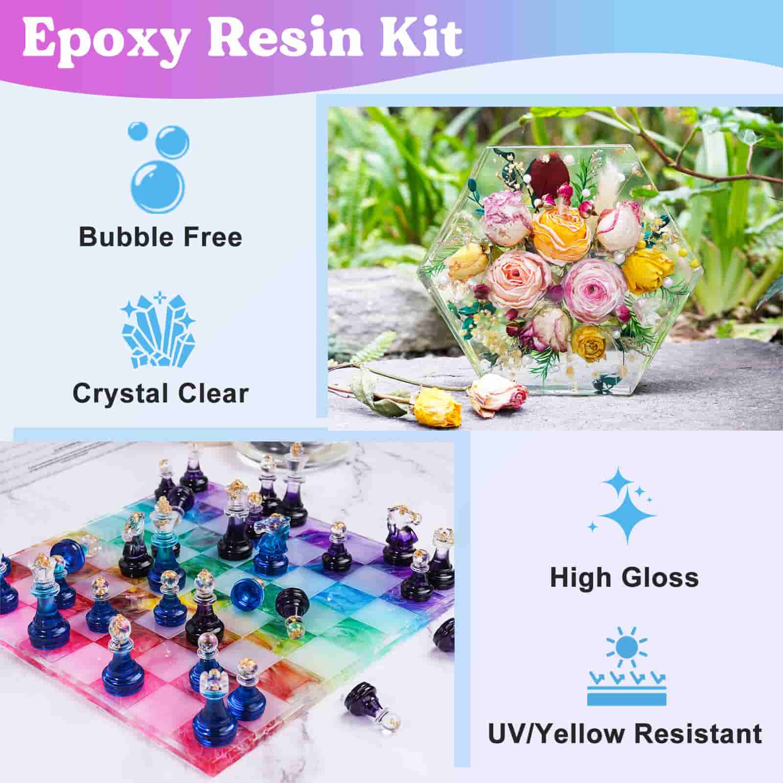 Epoxy Resin 64OZ - Crystal Clear Epoxy Resin Kit - No Yellowing No Bubble  Art Resin Casting Resin for Art Crafts, Jewelry Making, Wood & Resin  Molds(32OZ x 2)