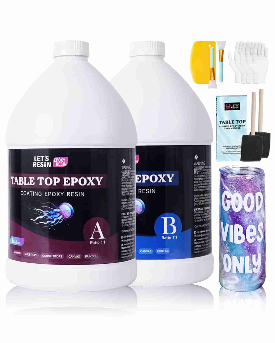 LET'S RESIN 2 Part Clear Epoxy Resin, 44OZ Crystal Clear Epoxy Resin for  Crafts, Fast Cure Resin for Coating,Table Top,Jewelry,Tumbler,Paintings,  Arts Casting Resin with Cups, Pigment Powder – Let's Resin