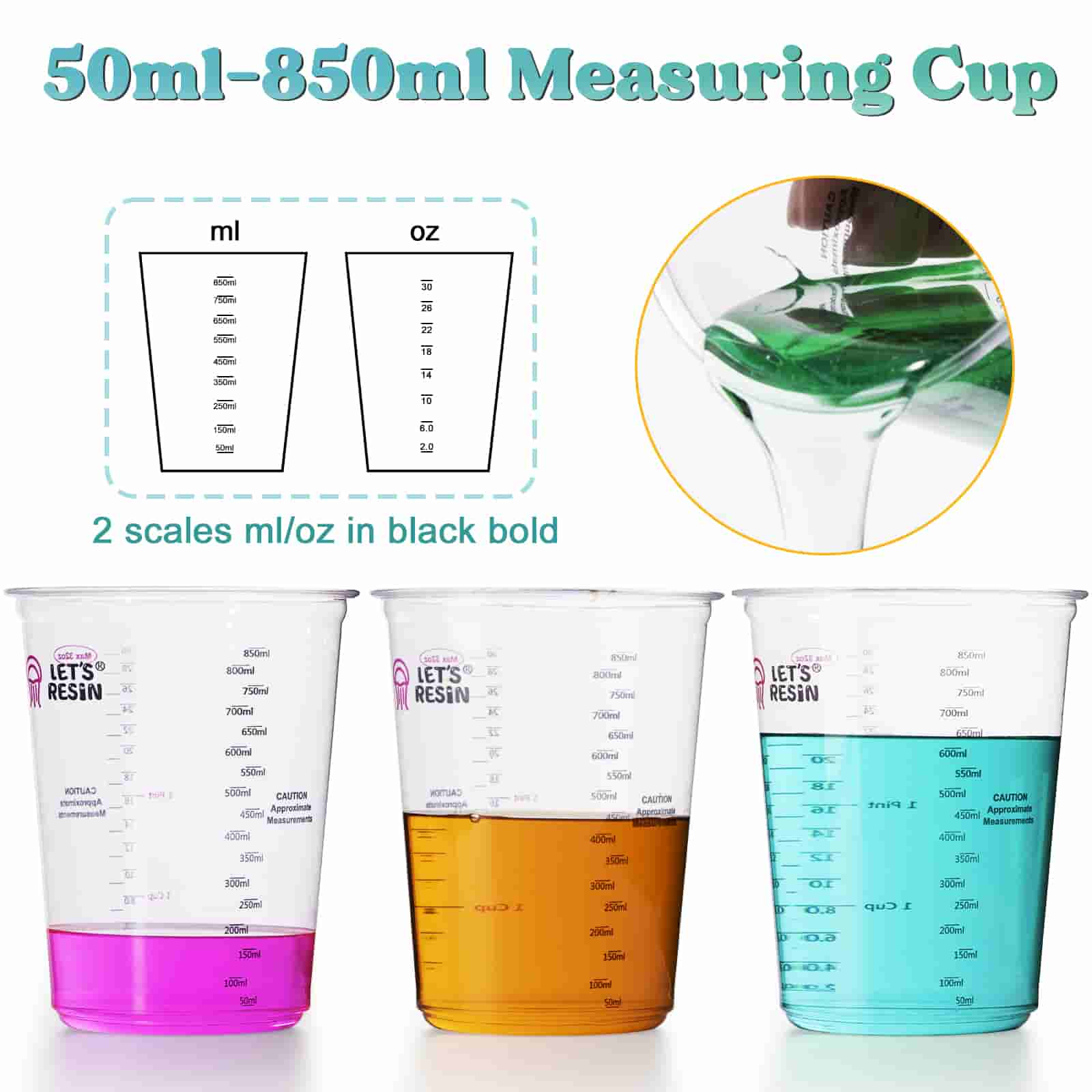 32oz/1000ml Mixing Cups Kit - 50 Pcs