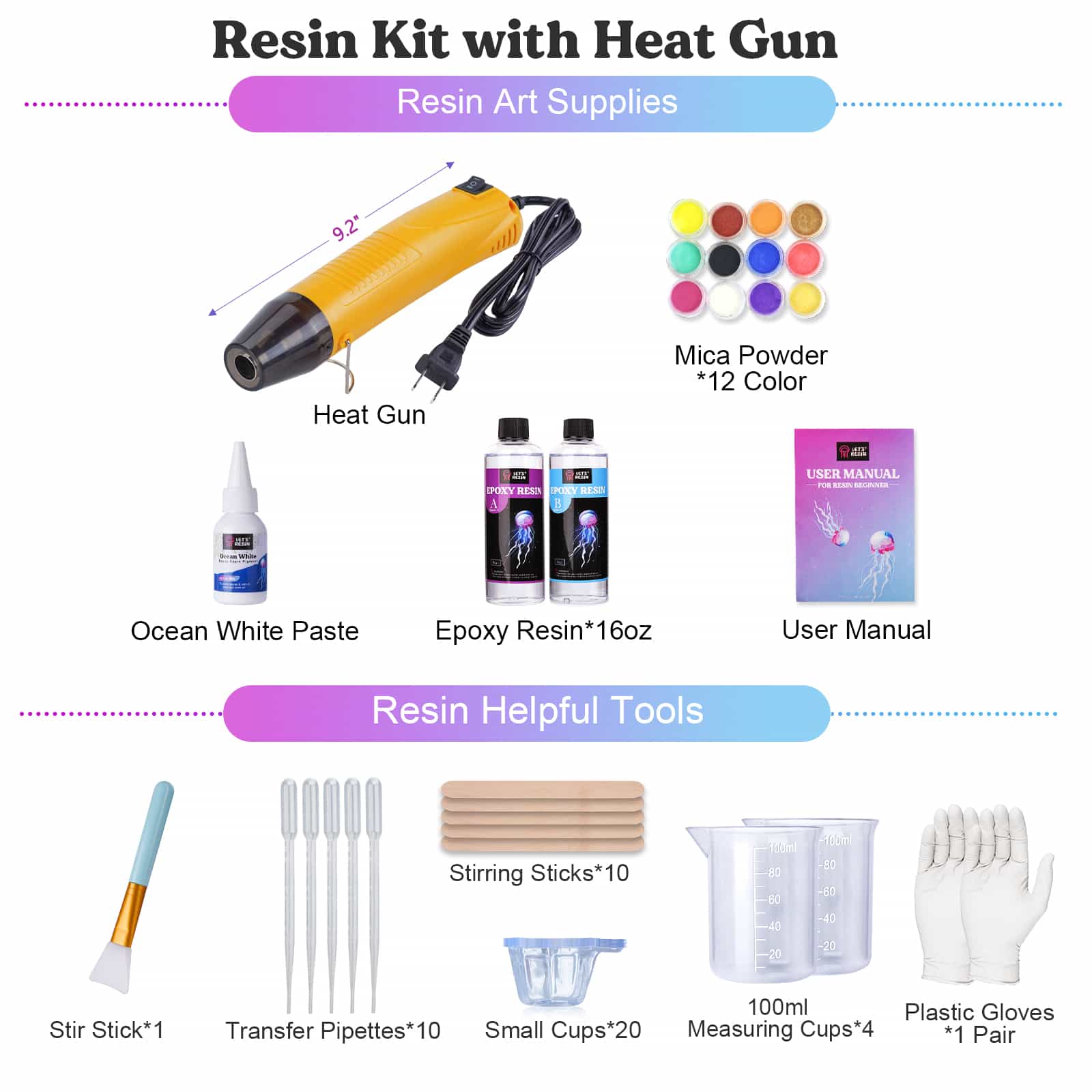 16oz Resin Kit with Heat Gun for Making Ocean Wave – Let's Resin