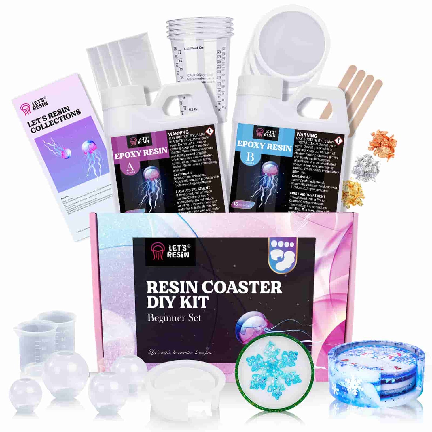 Resin Beginner Kit for Coaster Set, Best Resin Craft Starter Kit with Molds  (US ONLY)