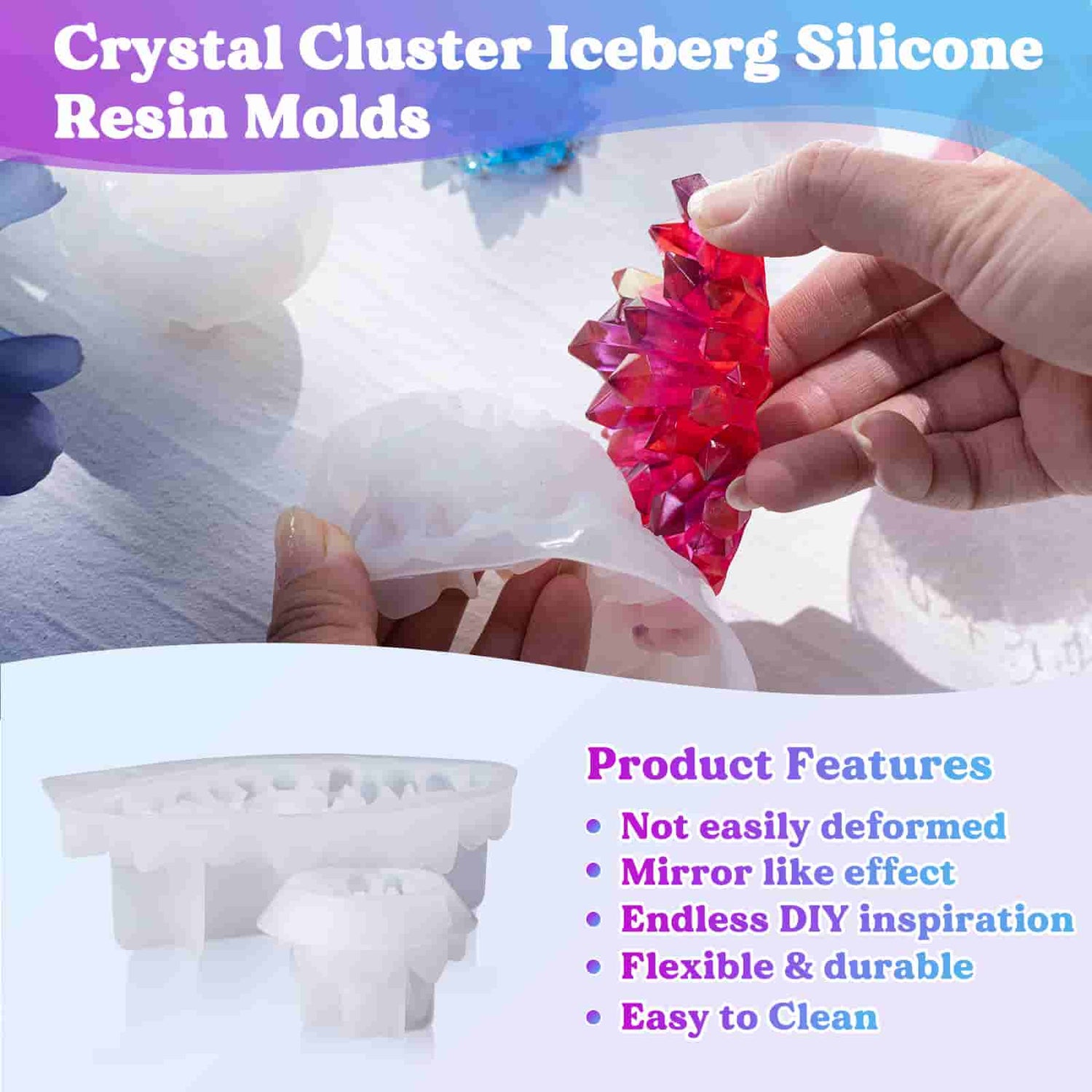 Resin Craft Makes 60 Crystals Small Crystal Stones Silicone Mold for Resin