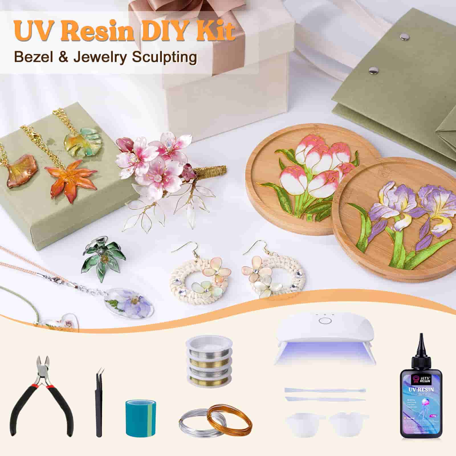 UV Resin Kit with Copper &amp; Flat Aluminum Jewelry Wires