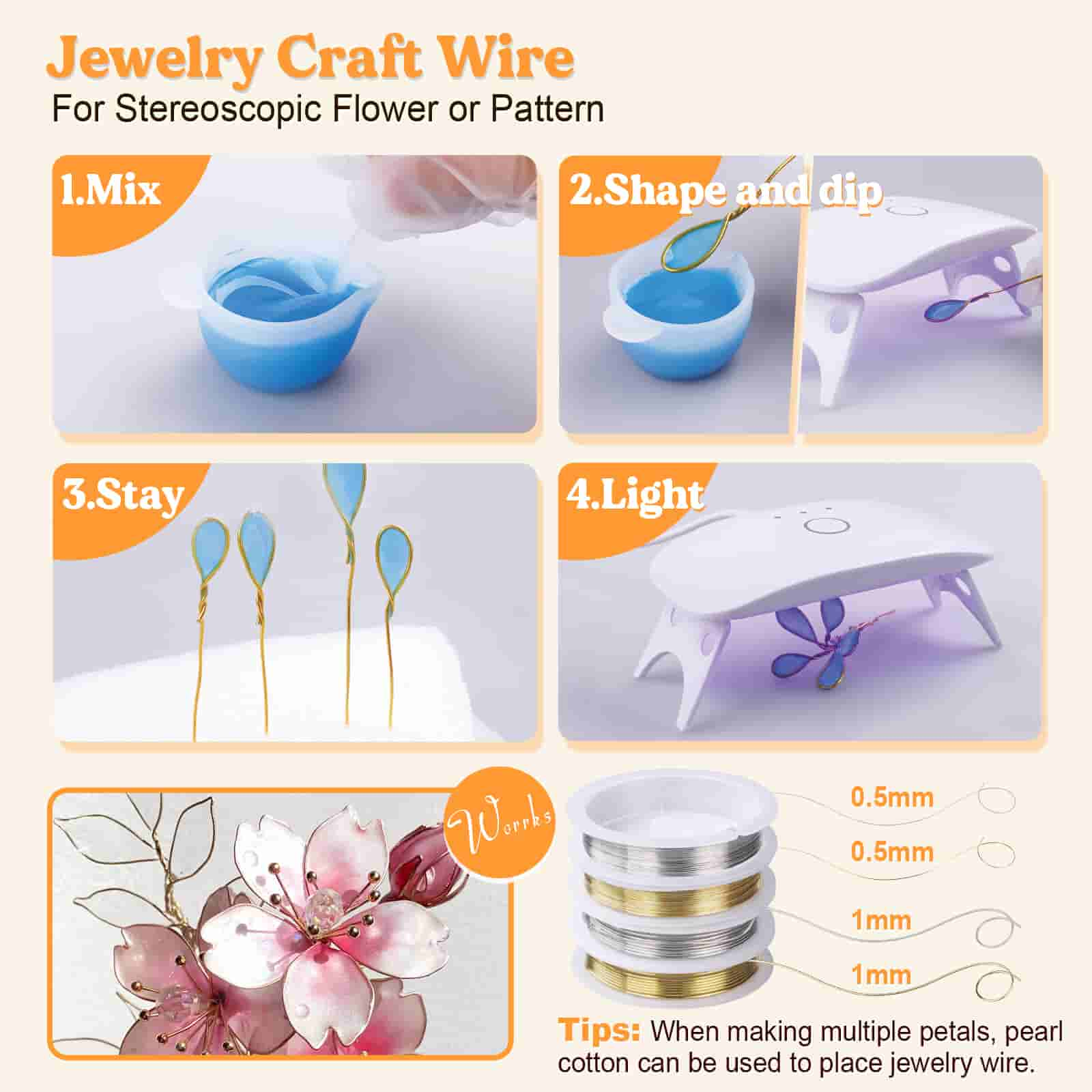 UV Resin Kit with Copper &amp; Flat Aluminum Jewelry Wires