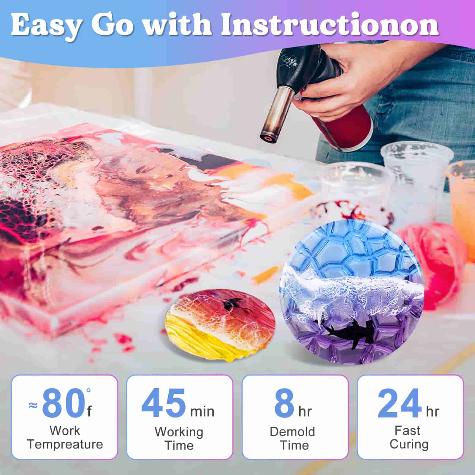 1 Gallon Epoxy Resin Kit with Pumps, Resin Dye, and Mica Powder