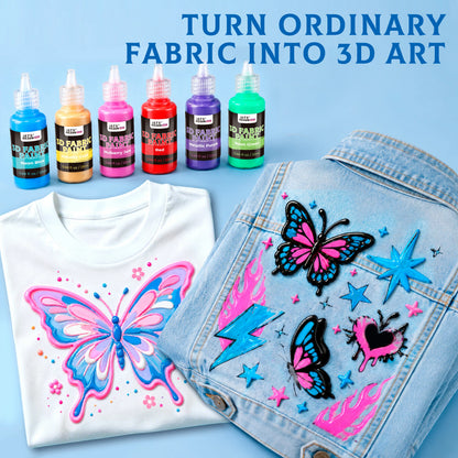 3D Puffy Fabric Paint Set - 30 Colors