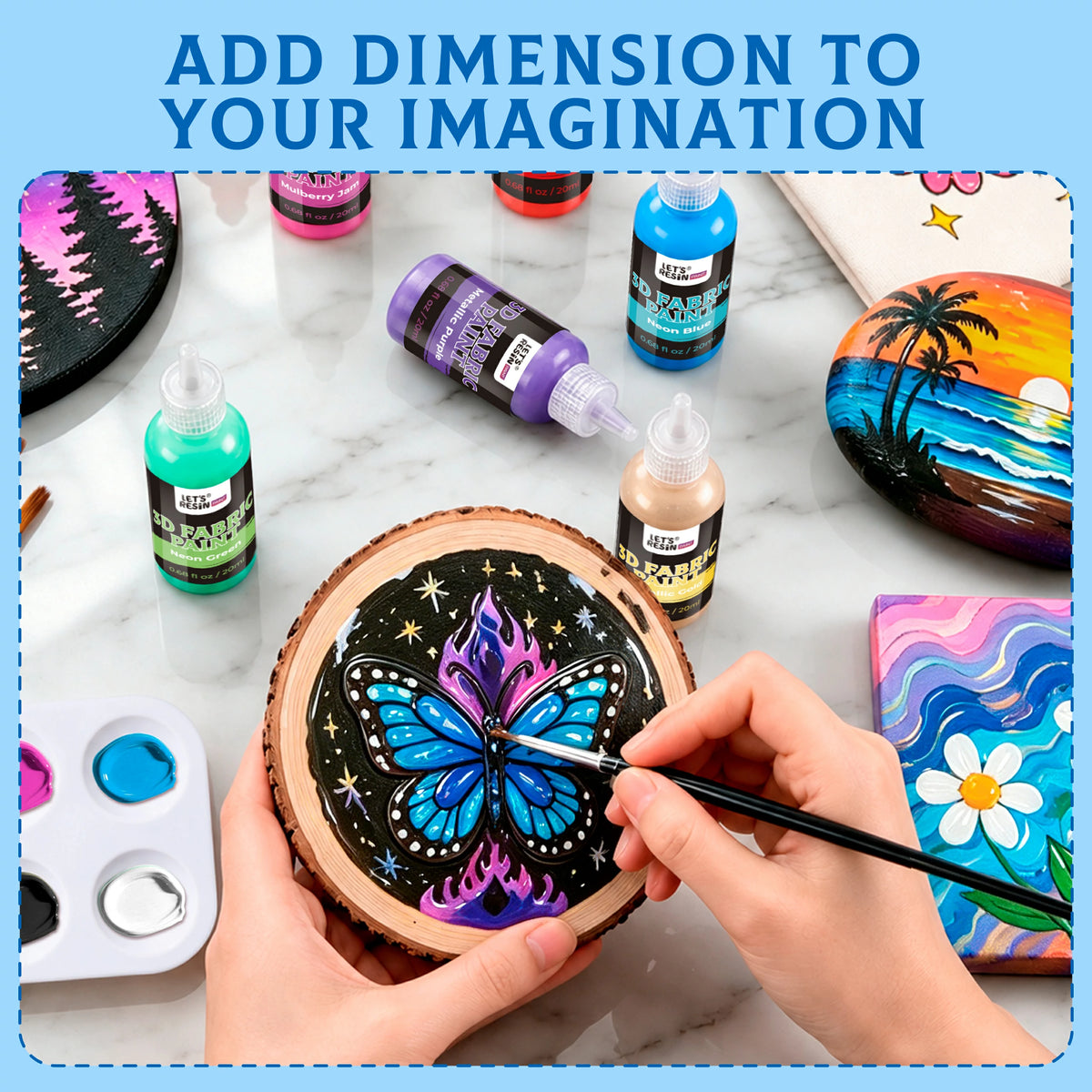 3D Puffy Fabric Paint Set - 30 Colors