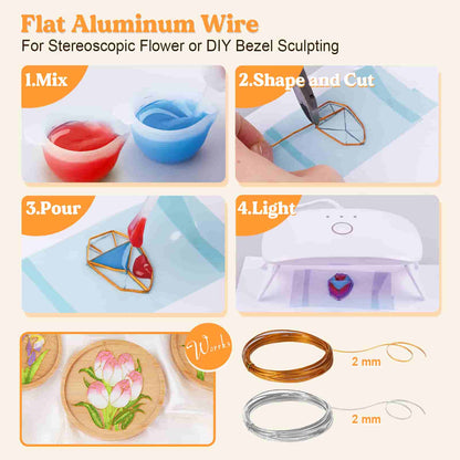 UV Resin Kit with Copper &amp; Flat Aluminum Jewelry Wires