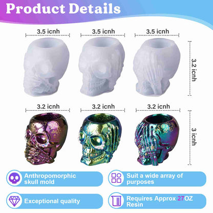 Skull Container Mold Set - 3 Pcs