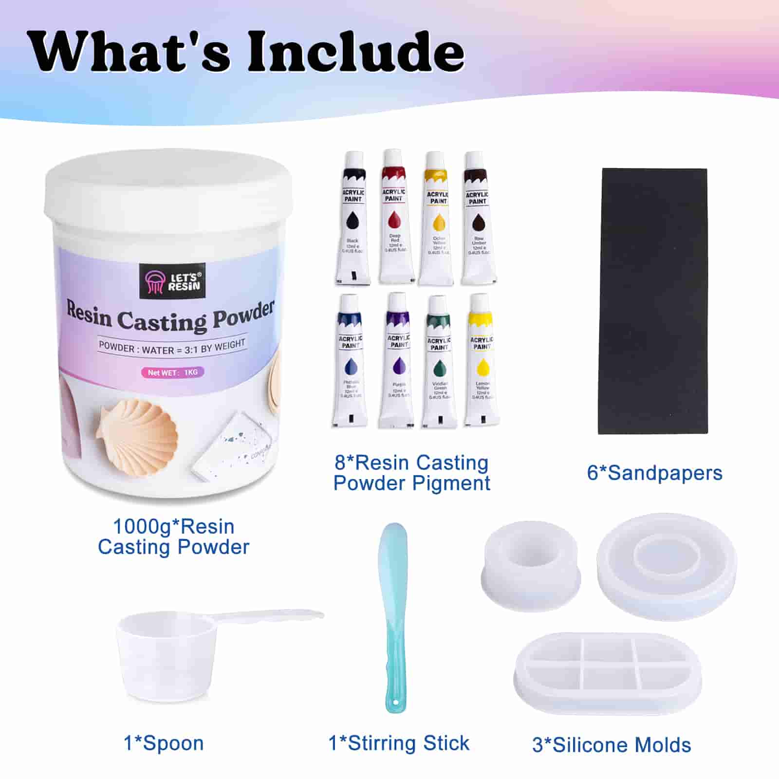 LET'S RESIN Resin Casting Powders 3000g, Fast Cured Casting Resin Kit for  Beginners,20~30 Minutes De-Mold, Water Activated Plaster Powder Casting Kit