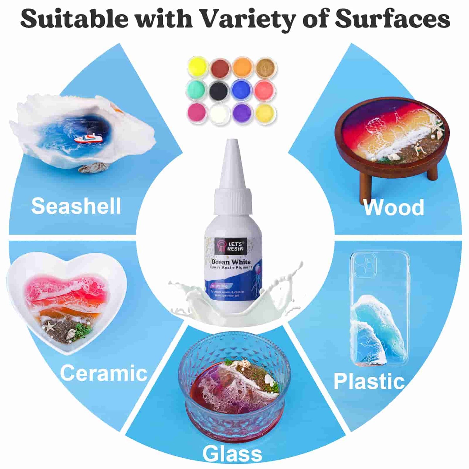 10pcs Glass 3D seashell Ocean Bottle with hook pendant Art Supply
