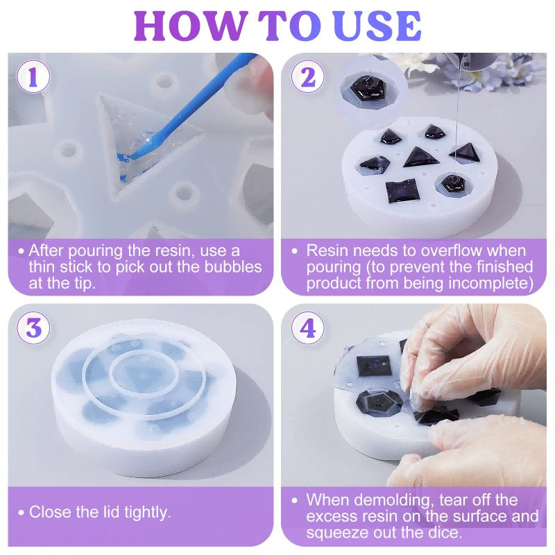 Use method of upgraded polyhedral dice molds