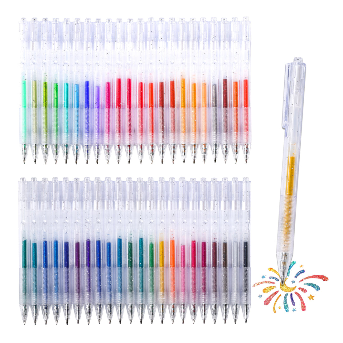 44 Colors Retractable Glitter Gel Pen