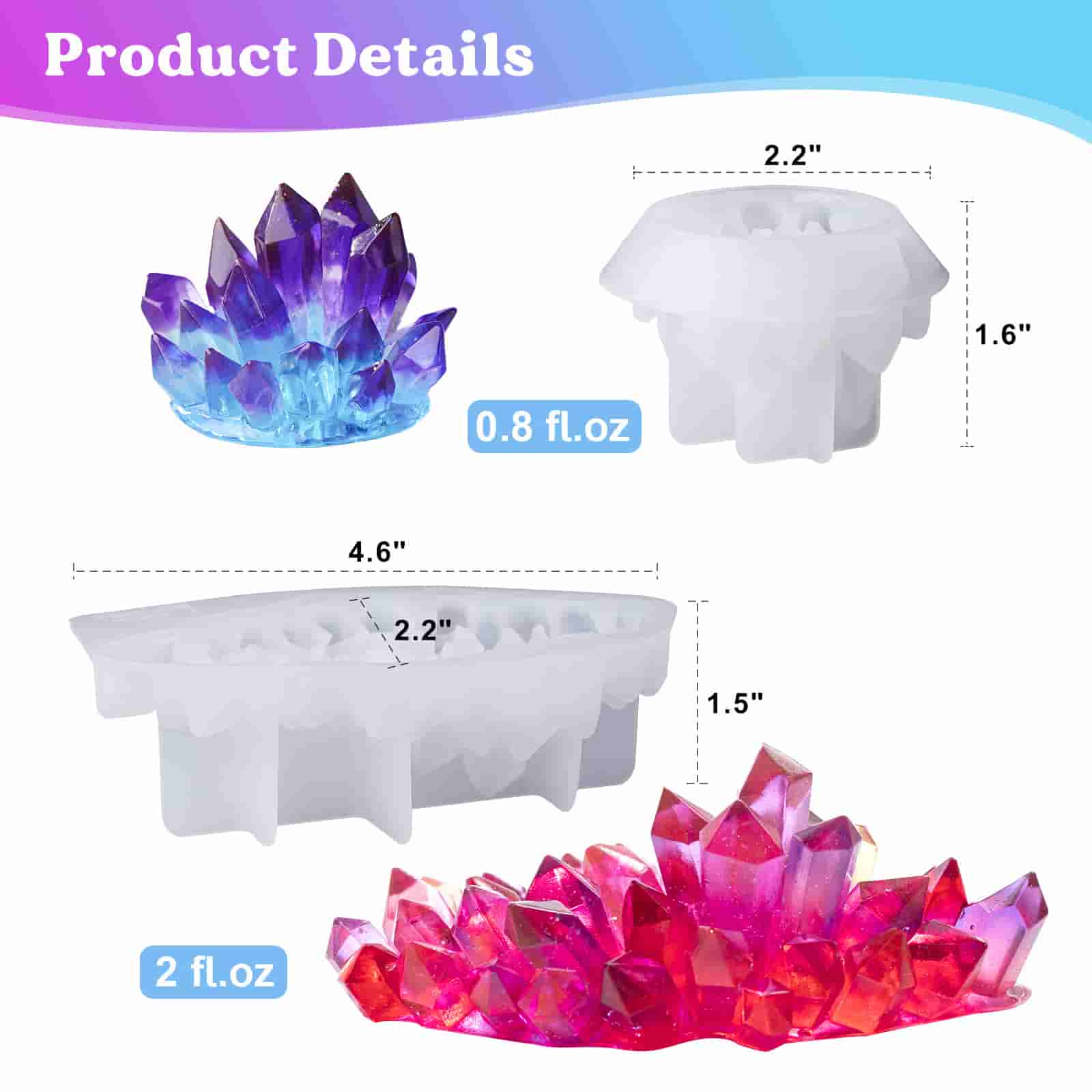 Resin Craft Makes 60 Crystals Small Crystal Stones Silicone Mold for Resin