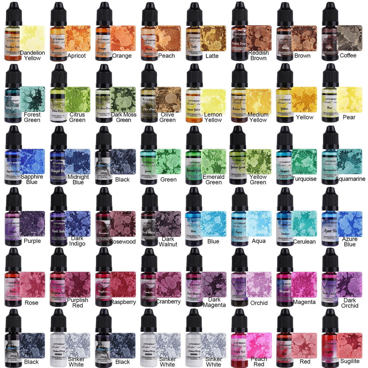 Alcohol Color High Concentrated Alcohol Ink Set - 48 Colors – Let's Resin