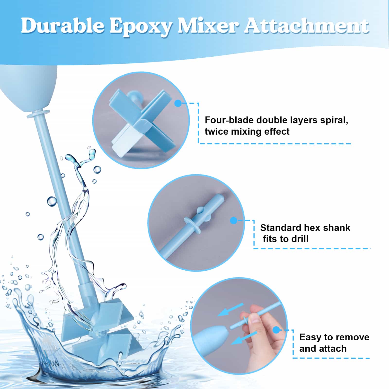 2pcs Epoxy Resin Mixer Paddle, Attachment For Epoxy Resin Mixer