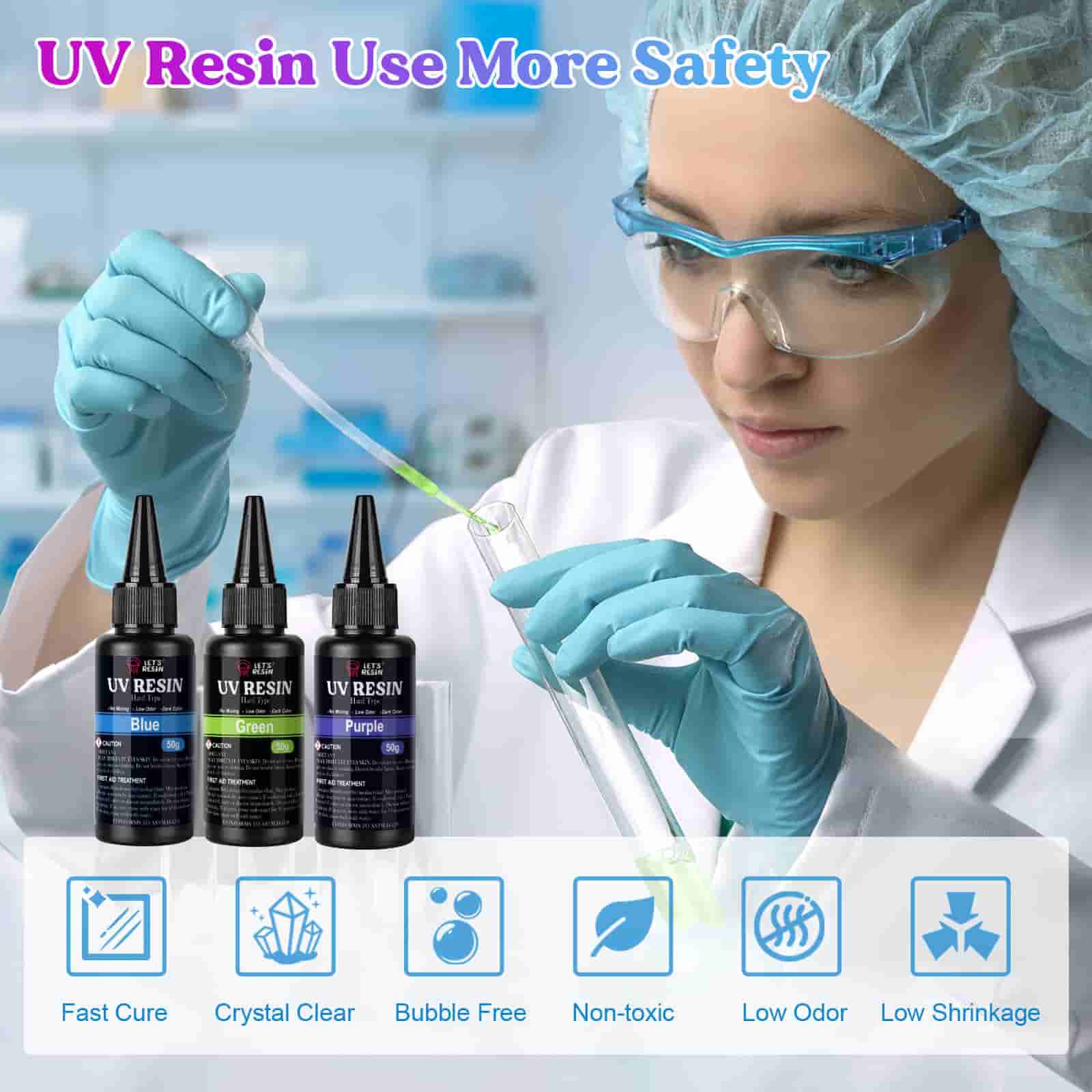 Let's Resin 3 Colors UV Resin Kit with Light&Silicone Mat