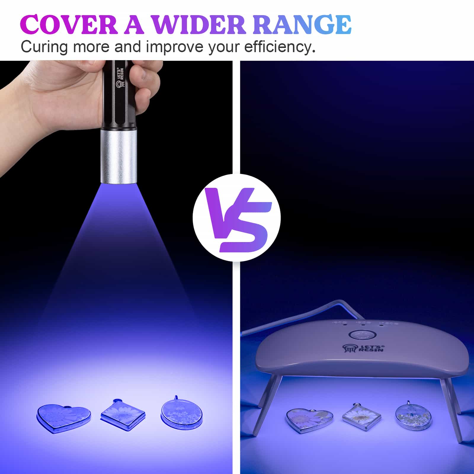 LET'S RESIN UV Light for Resin Curing Portable Mini 365nm UV Flashlight  Black