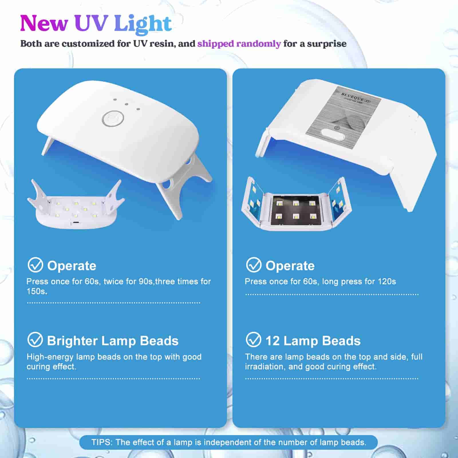 LET'S RESIN Mini lampe UV pour résine, lumière UV portable, à haute valeur  énergétique, séchage rapide et lampe UV légère de 84 g, fournitures en