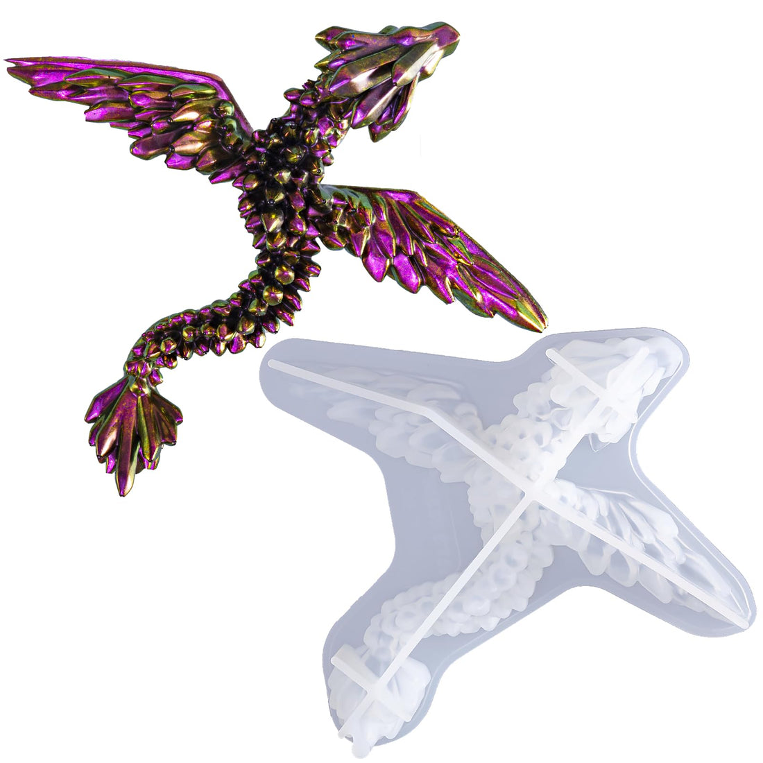 A 3D crystal dragon molds and a gemstone dragon