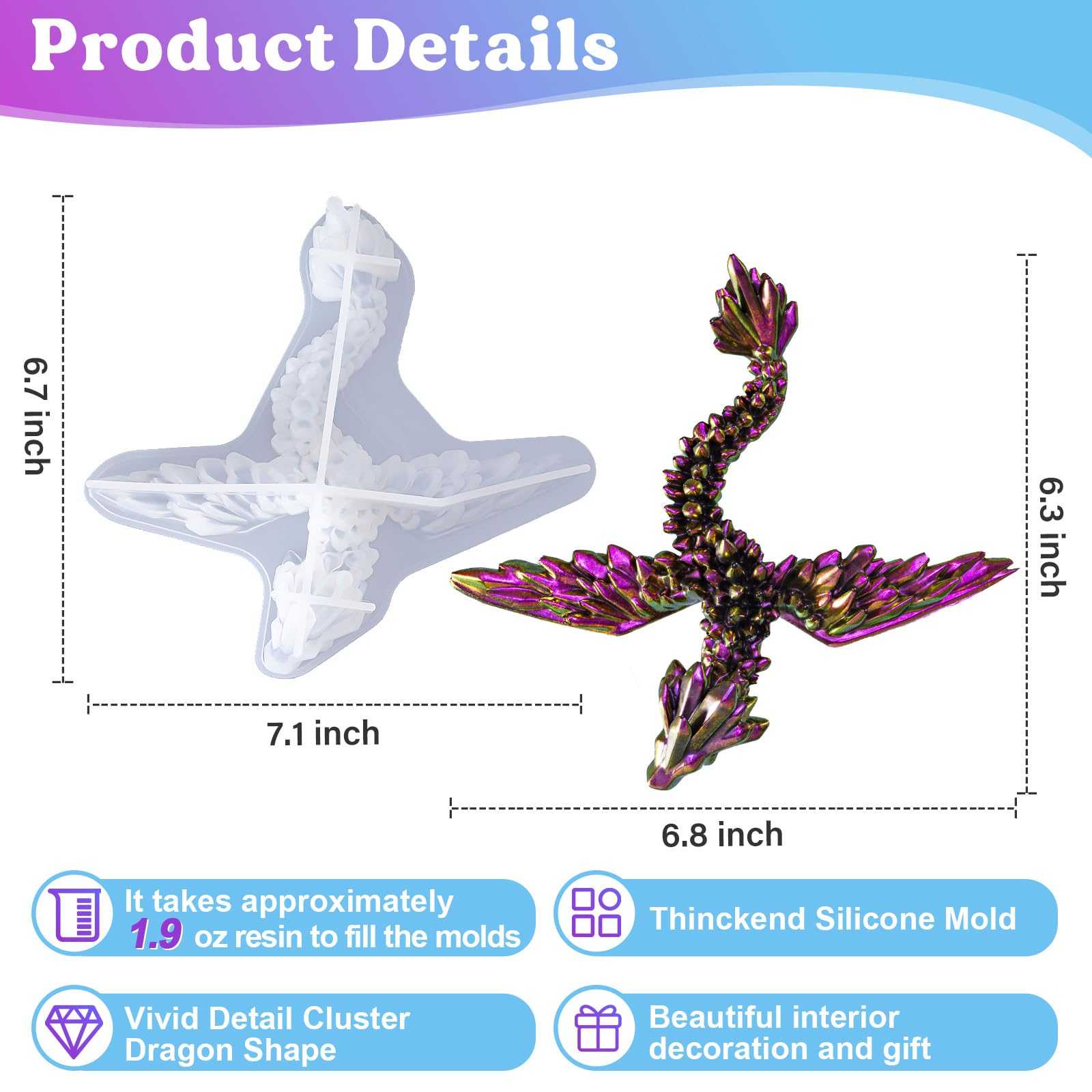 Product details of 3D crystal dragon molds