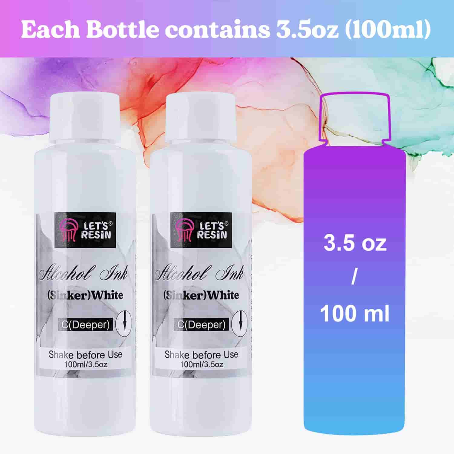 White Alcohol Ink - 2 bottles/each 3.5oz - Alcohol-Based Pigment Ink, White  Alcohol Paint Color Dye, Resin Petri Dish, Resin Tumbler Cup, sinker –  Let's Resin