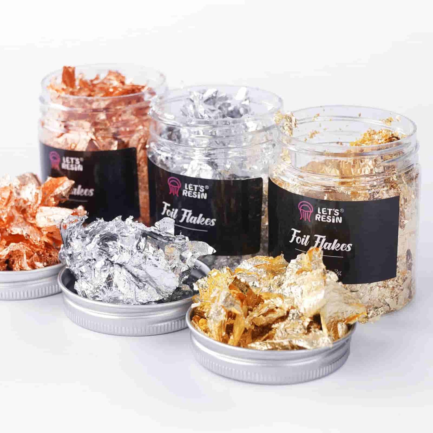 Gold Silver Copper Foil Flakes - 3 colors/each 3g – Let's Resin