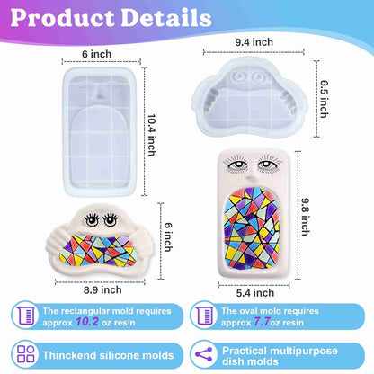 Product details of 2 pcs of face tray resin molds