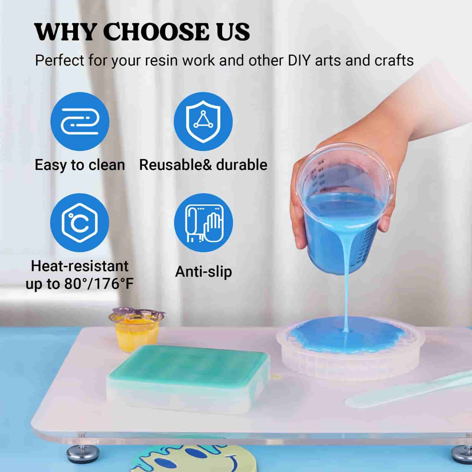 Adjustable Resin Leveling Table with Silicone Mat - 16''x 12''