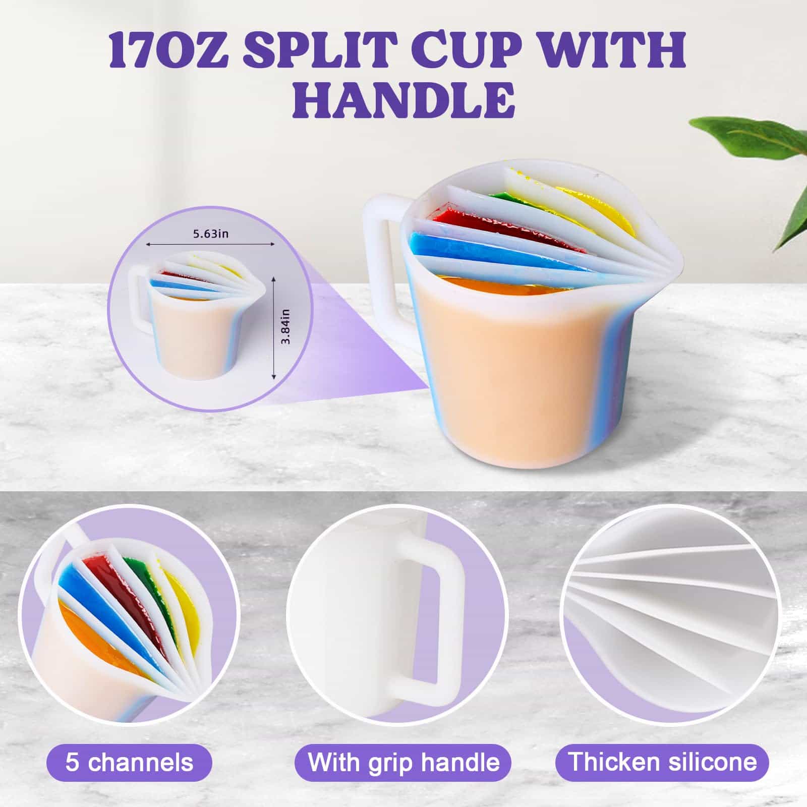 Silicone Split Cup with 5 Channels - 17oz/500ml