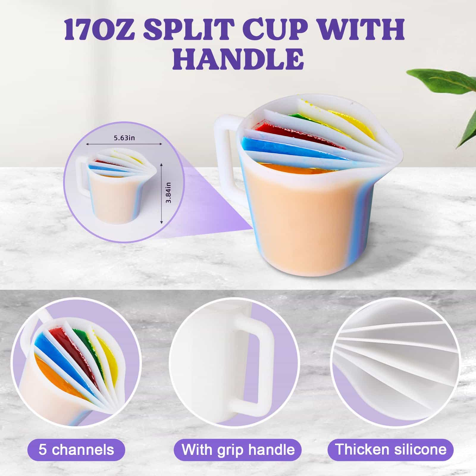 Silicone Split Cup with 5 Channels - 17oz/500ml – Let's Resin