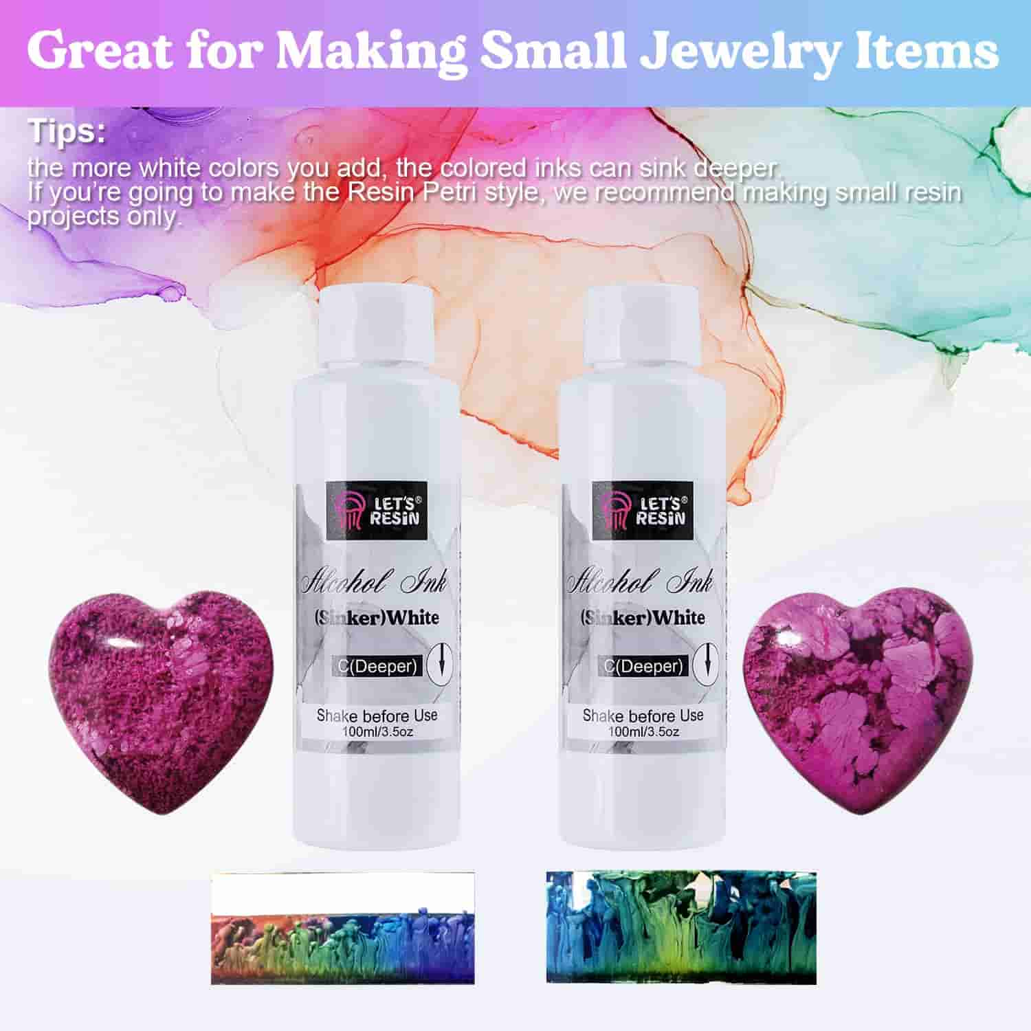 LET'S RESIN White Alcohol Ink for Resin, Alcohol Ink White Colors,2 Bottles  Each