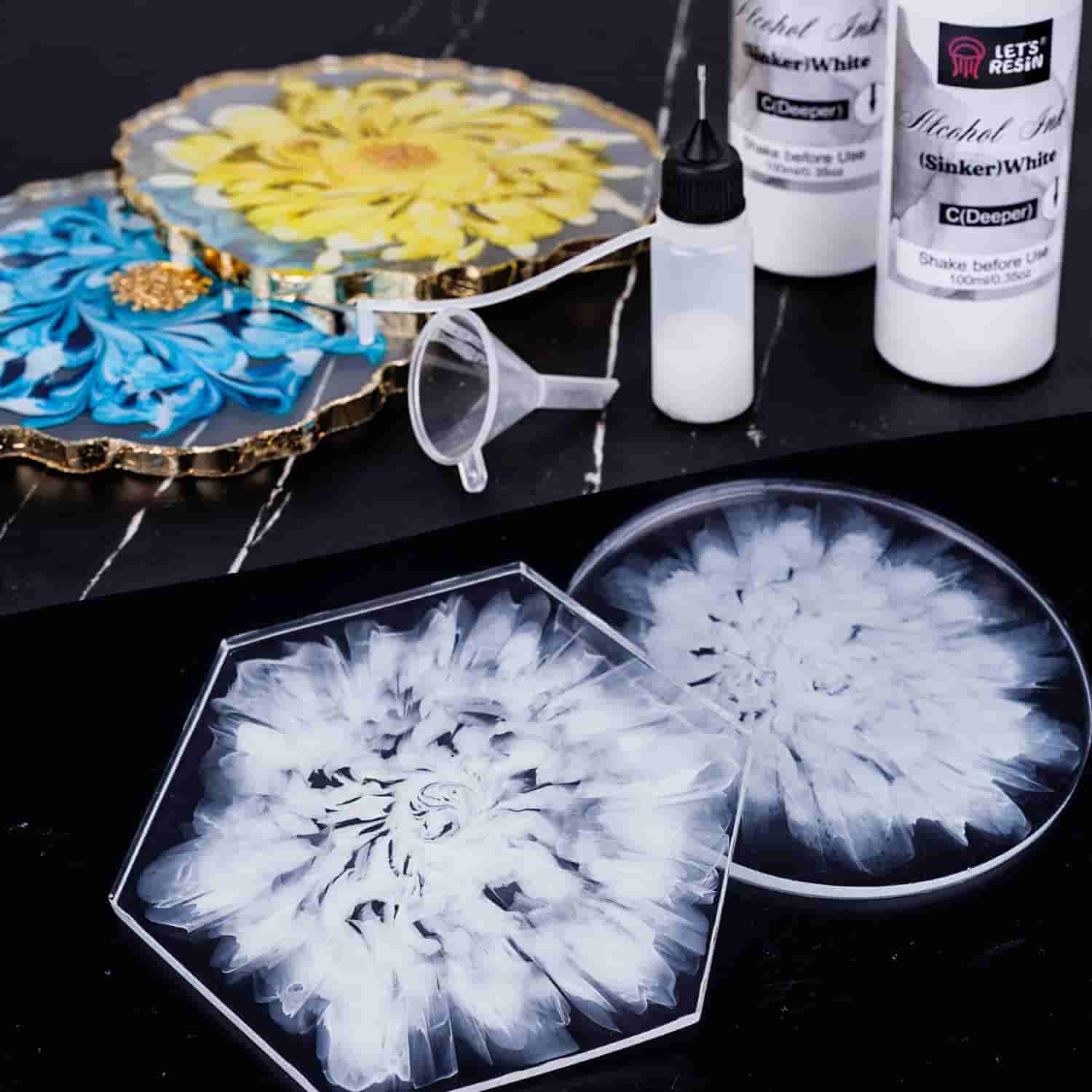 Hellpa - Octopus Fluids Resin Ink POMPOM, Alcohol Ink for epoxy resin PETRI  DISH EFFECT Light, white