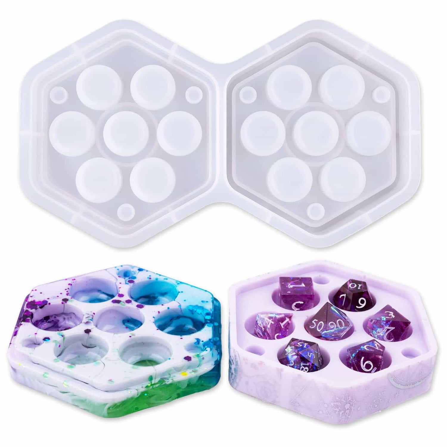 Hexagon Dice Box Molds with Lid