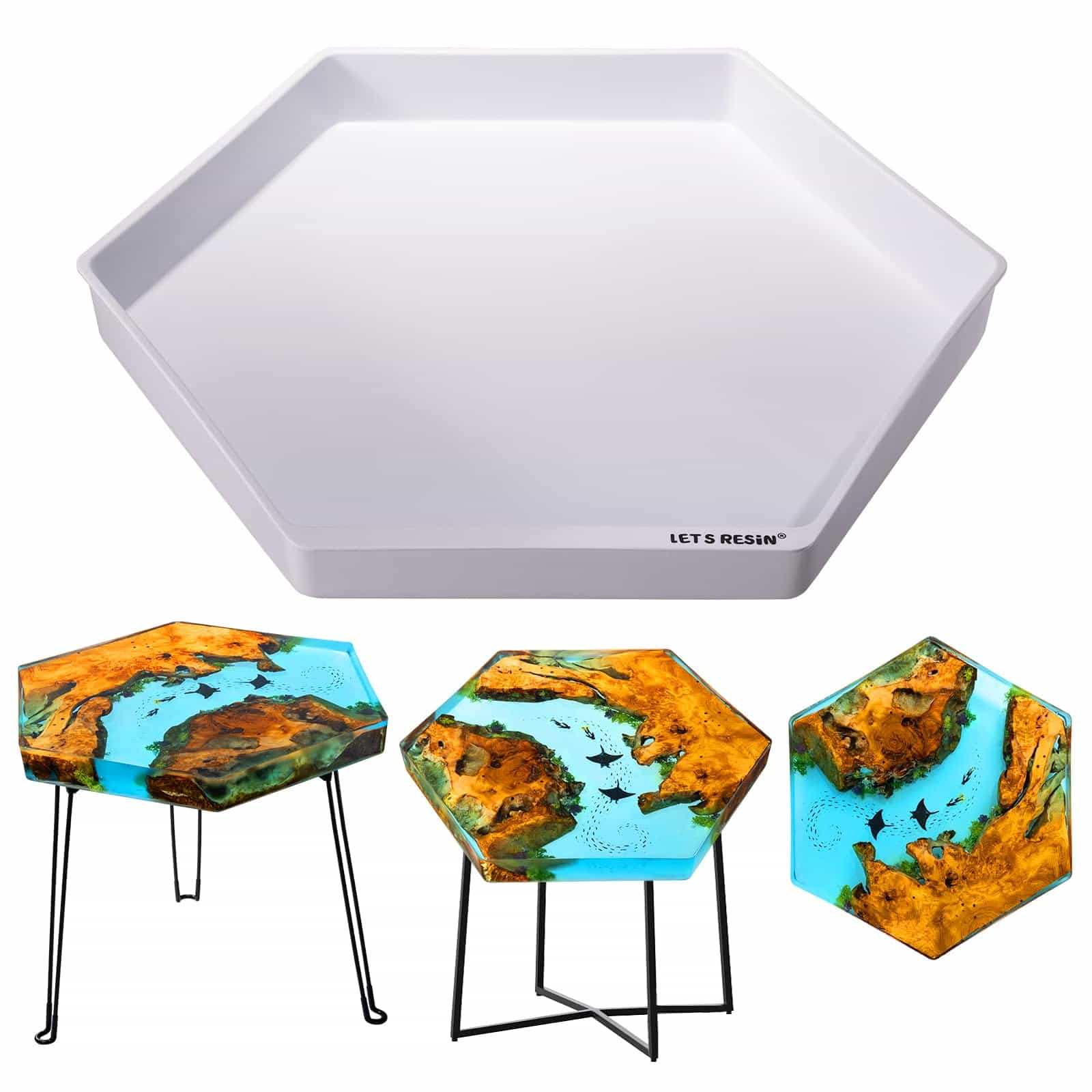 Large Hexagonal Resin Table Mold - 23.7x21.3x2''