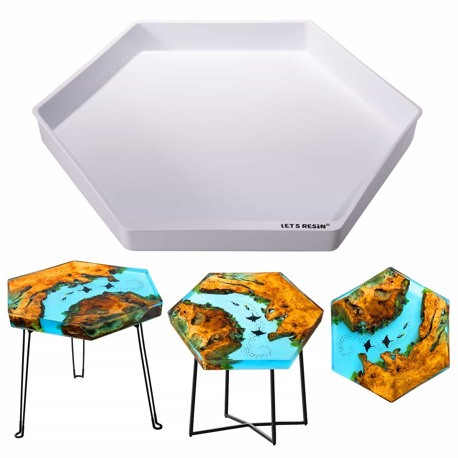 Large Hexagonal Resin Table Mold - 23.7x21.3x2&