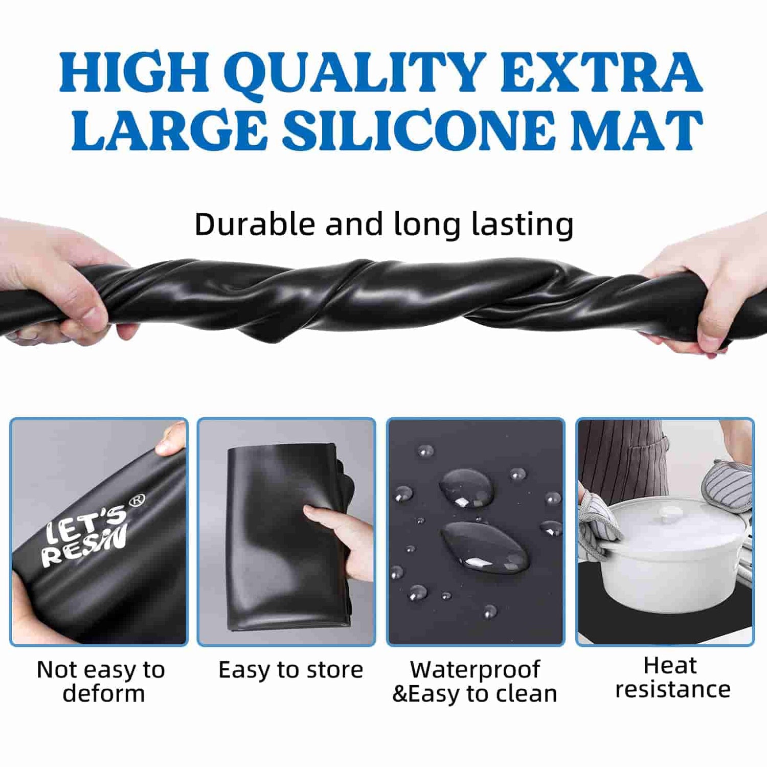 2 Pack Silicone Mats for Kitchen Counter, Non-slip Waterproof Large Countertop  Protector Mat, Heat Resistant Mat, Silicone Craft Mat, Silicone Placemat 