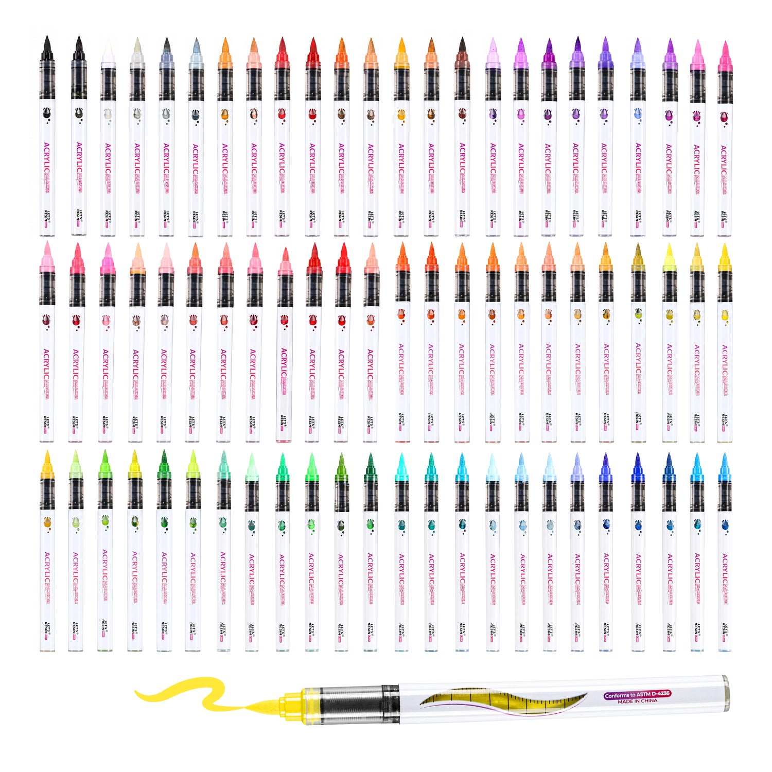 72 Colors Brush Tip Acrylic Paint Markers Set