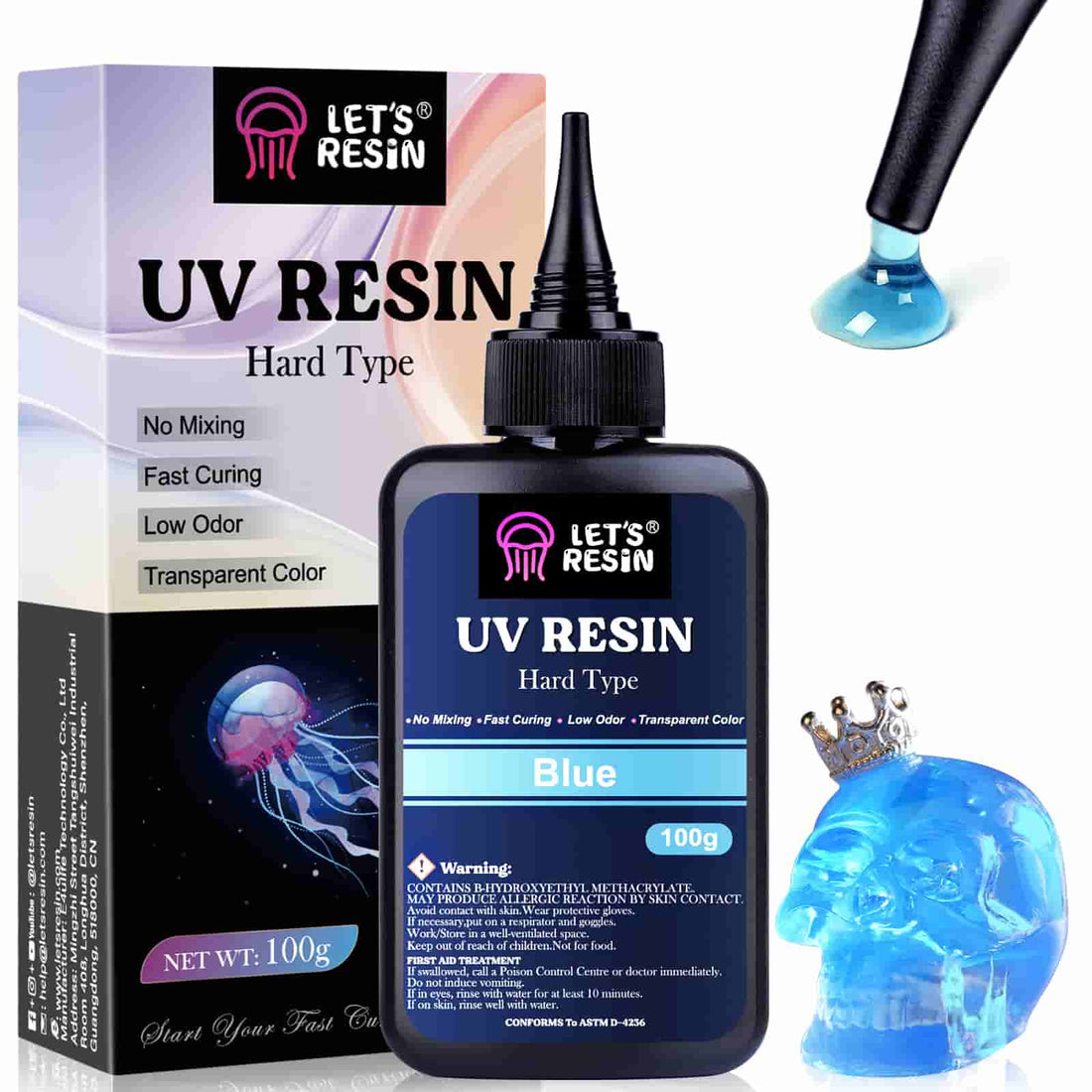 LET'S RESIN UV Resin with Light,Upgraded 200g Crystal Clear&Low Odor UV  Resin Kit,UV Light,Silicone Mat,Ultraviolet Epoxy Resin Hard,UV Resin  Starter