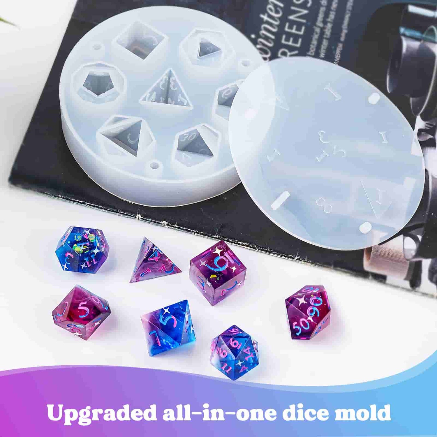 Standard Tabletop Game 7 Dice Mold for UV and Epoxy Resin